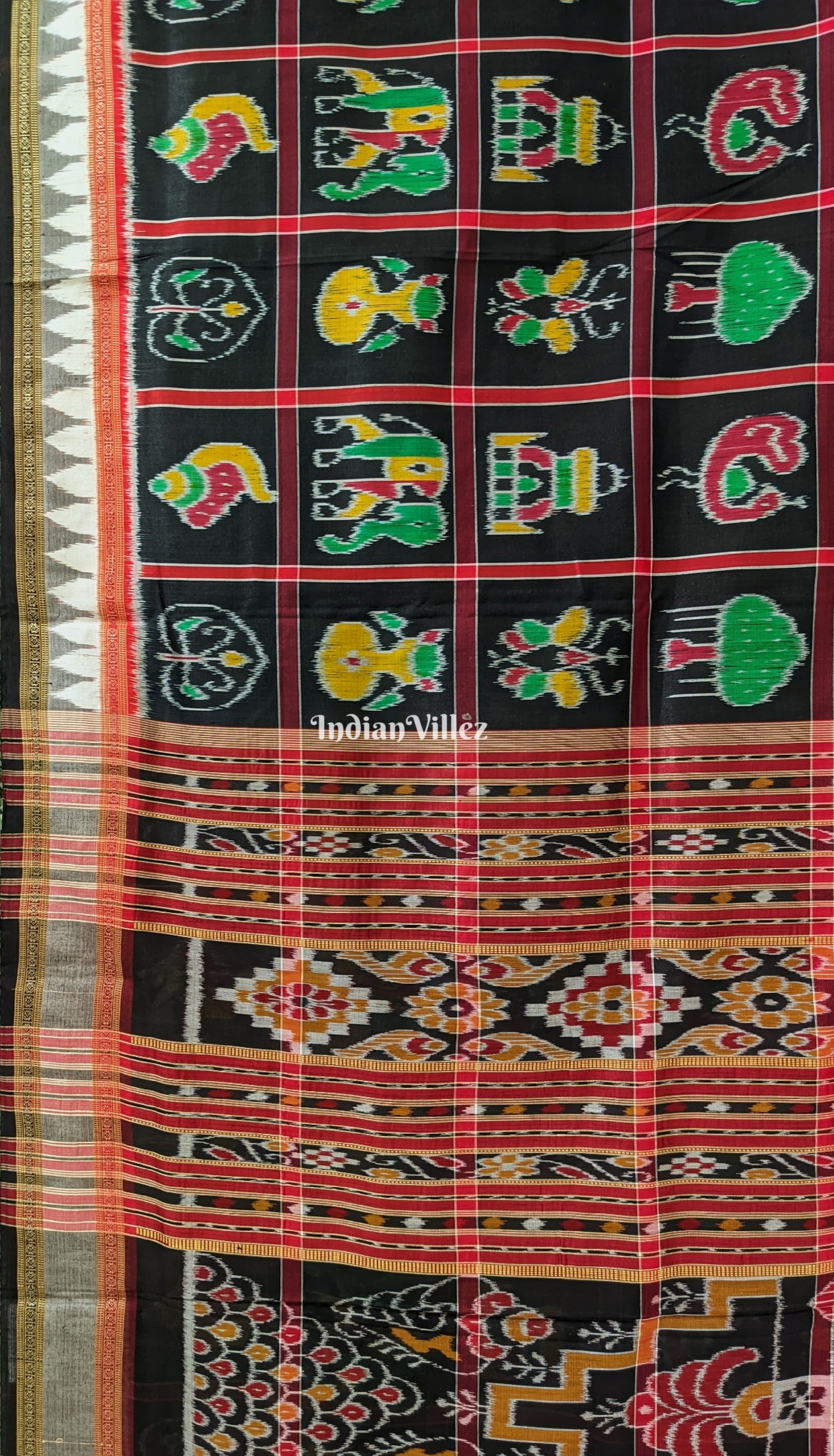 Black Nabakothi Khandua Silk Saree
