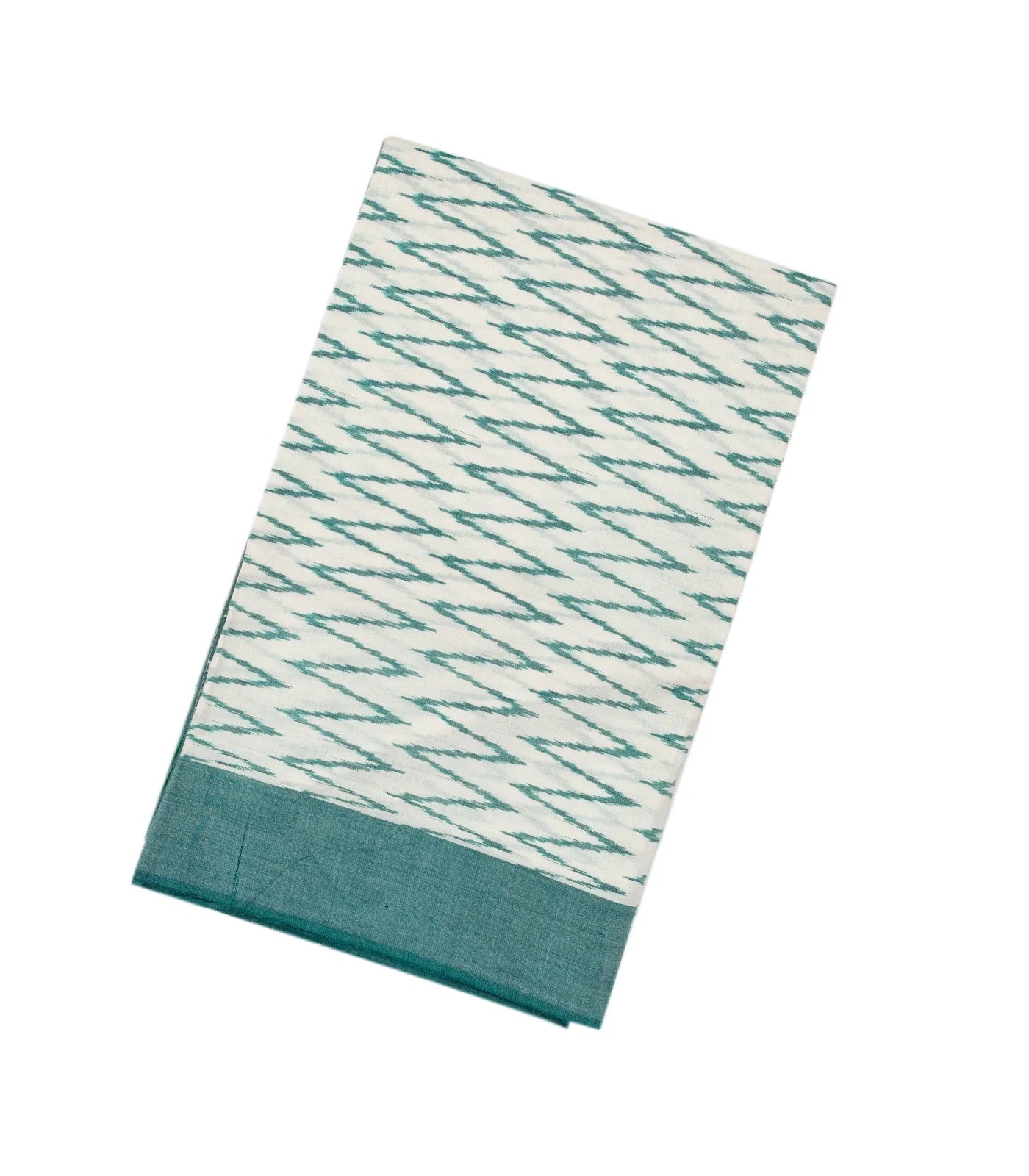 White Woven Orissa Cotton Saree With Chevron Motifs