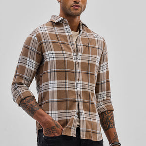 Brown Checks Slim Fit Shirt