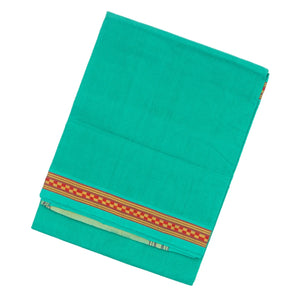 Turquoise Handloom Venkatagiri Cotton Saree With Checked Border