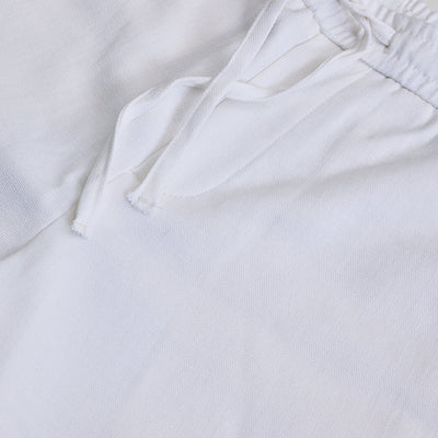 White Self-Design Slim Fit Trousers
