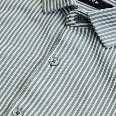 Green Stripes Slim Fit Stretch Shirt