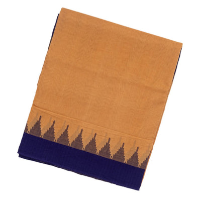 Sandal Handloom Orissa Cotton Saree With Contrast Purple Border