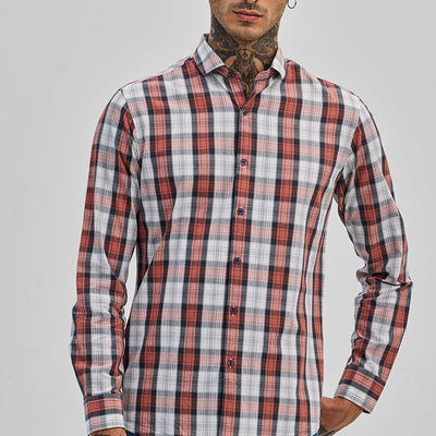 Red Checks Slim Fit Shirt