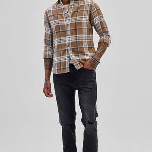 Brown Checks Slim Fit Shirt