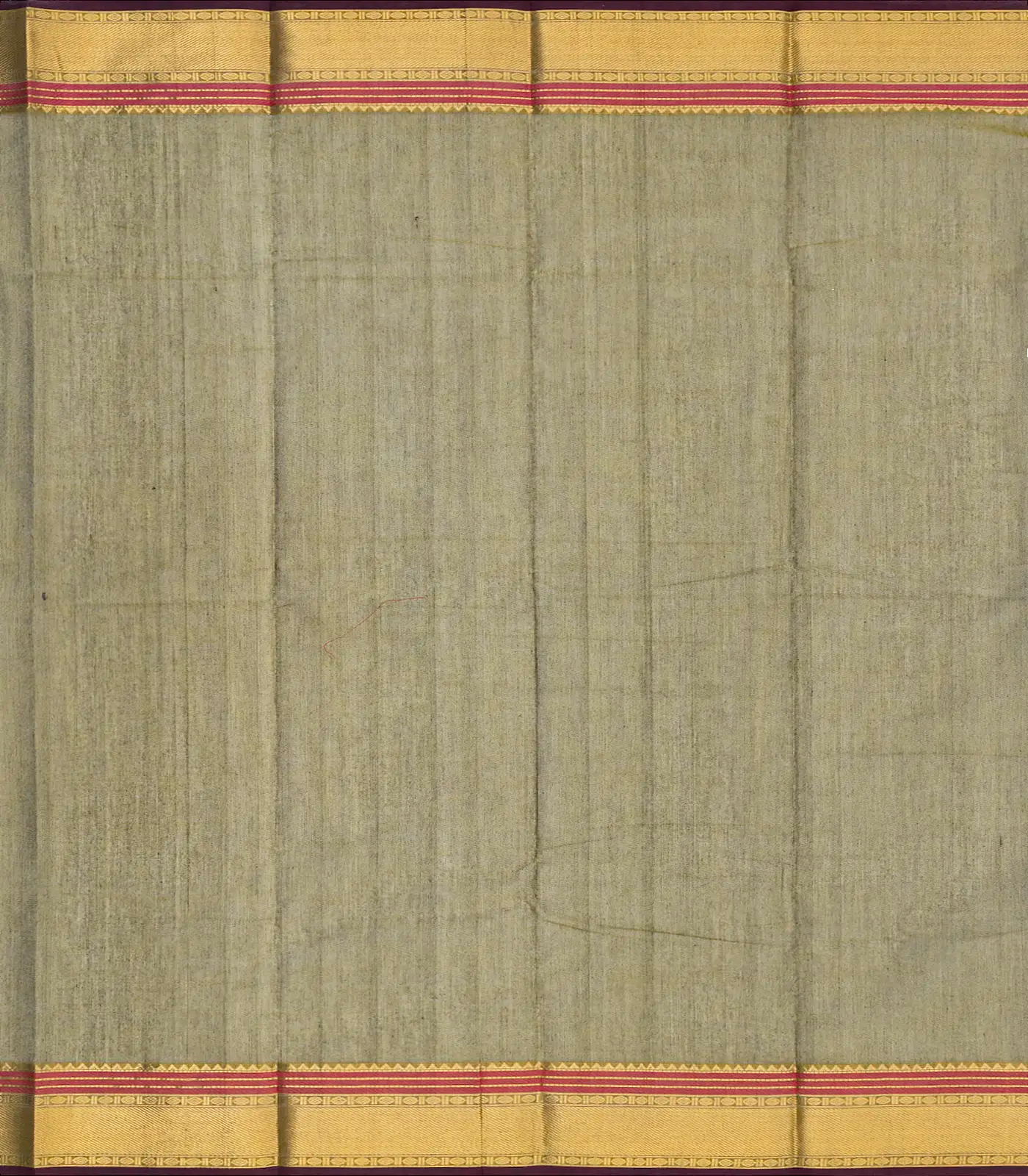 Shadow Green Handloom Kanchi Cotton Saree With Lotus Buttas