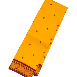 Mango Yellow Handloom Kanchipuram Korvai Silk Saree With Annam Chakaram Buttas