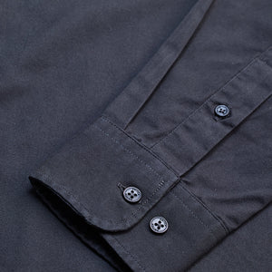 Charcoal Grey Solid Double Pocket Overshirt