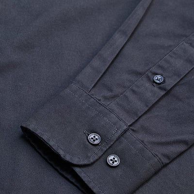 Charcoal Grey Solid Double Pocket Overshirt