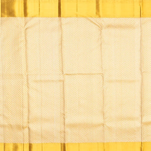 Gold Handloom Kanchipuram Silk Saree With Meena Floral Motifs