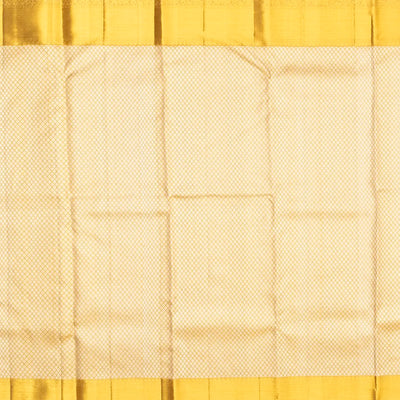 Gold Handloom Kanchipuram Silk Saree With Meena Floral Motifs