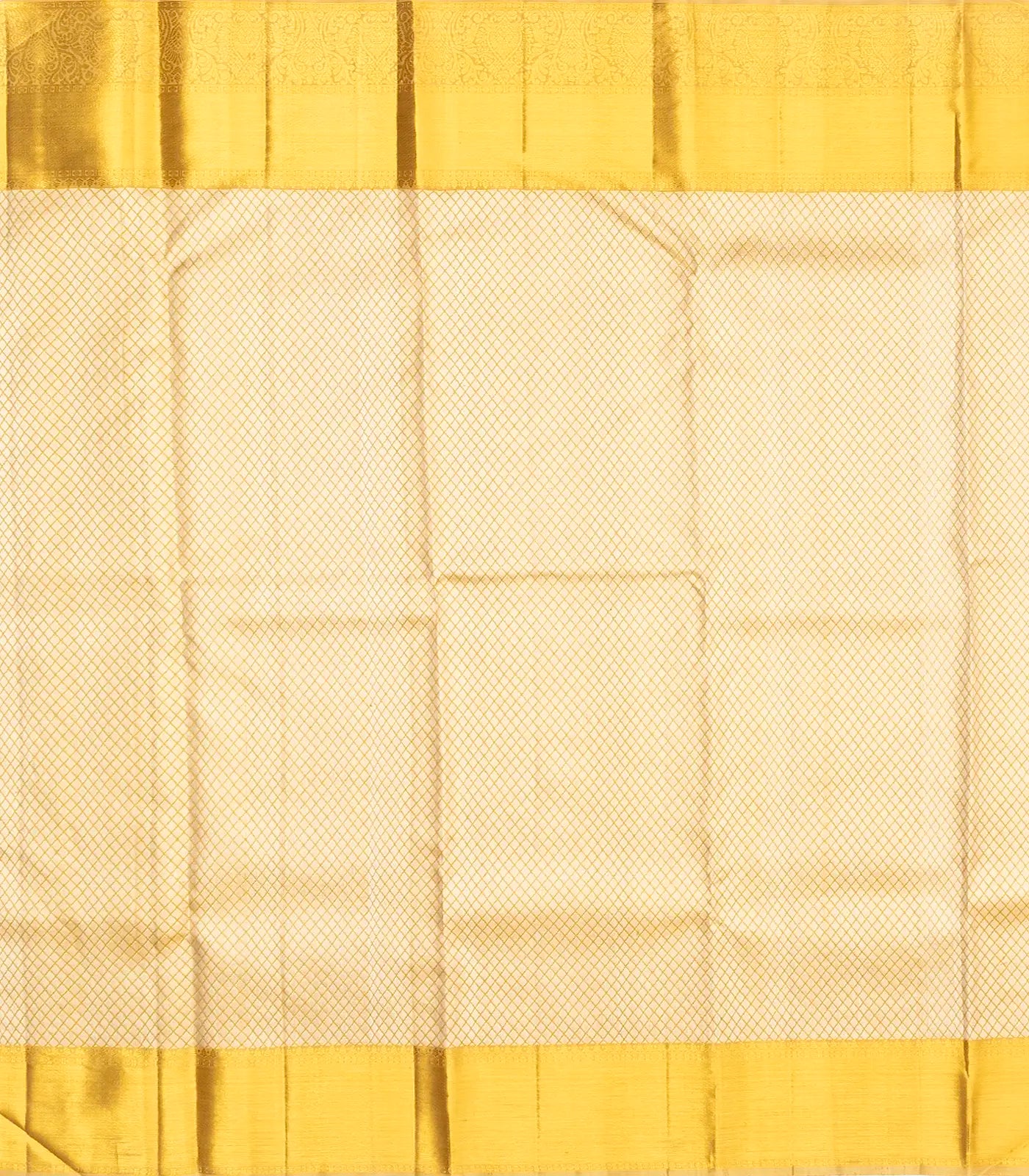 Gold Handloom Kanchipuram Silk Saree With Meena Floral Motifs