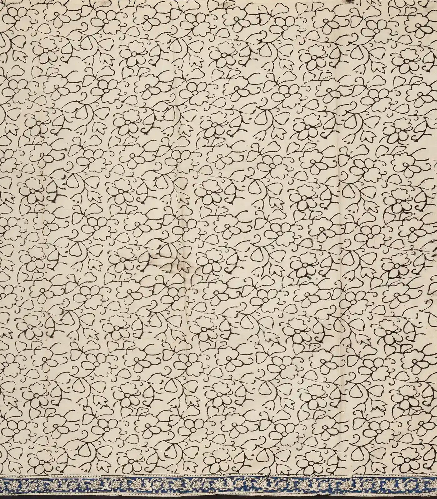 Black Woven Jaipur Cotton Saree With Taupe Printed Floral Motifs