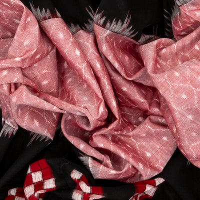 Black Orissa Cotton Saree With Tie & Dye And Square Motifs