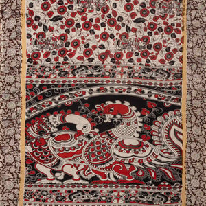 Off White Woven Kalamkari Printed Cotton Saree