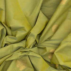 Cardamom Green Handloom Kanchi Cotton Saree With Annam Buttas