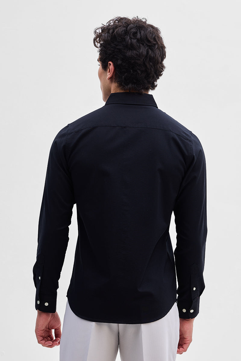 Black Solid Oxford Shirt