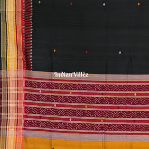 Black Kathiphera Odisha Ikat Khandua Silk Saree