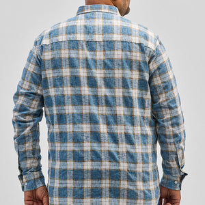 Blue Checks Linen Blend Shirt