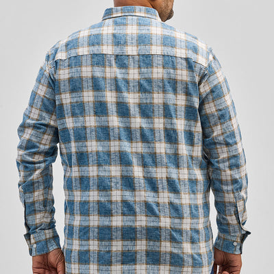 Blue Checks Linen Blend Shirt