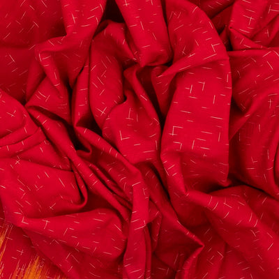 Red Handloom Orissa Cotton Saree With Yellow Border