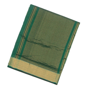 Dark Green Handloom Mangalagiri Cotton Saree With Zari Border