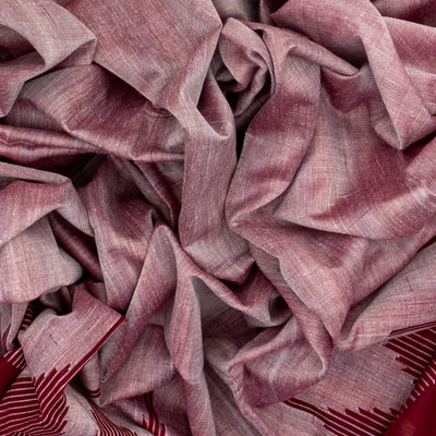 Chestnut Pink Orissa Plain Cotton Saree With Temple Border