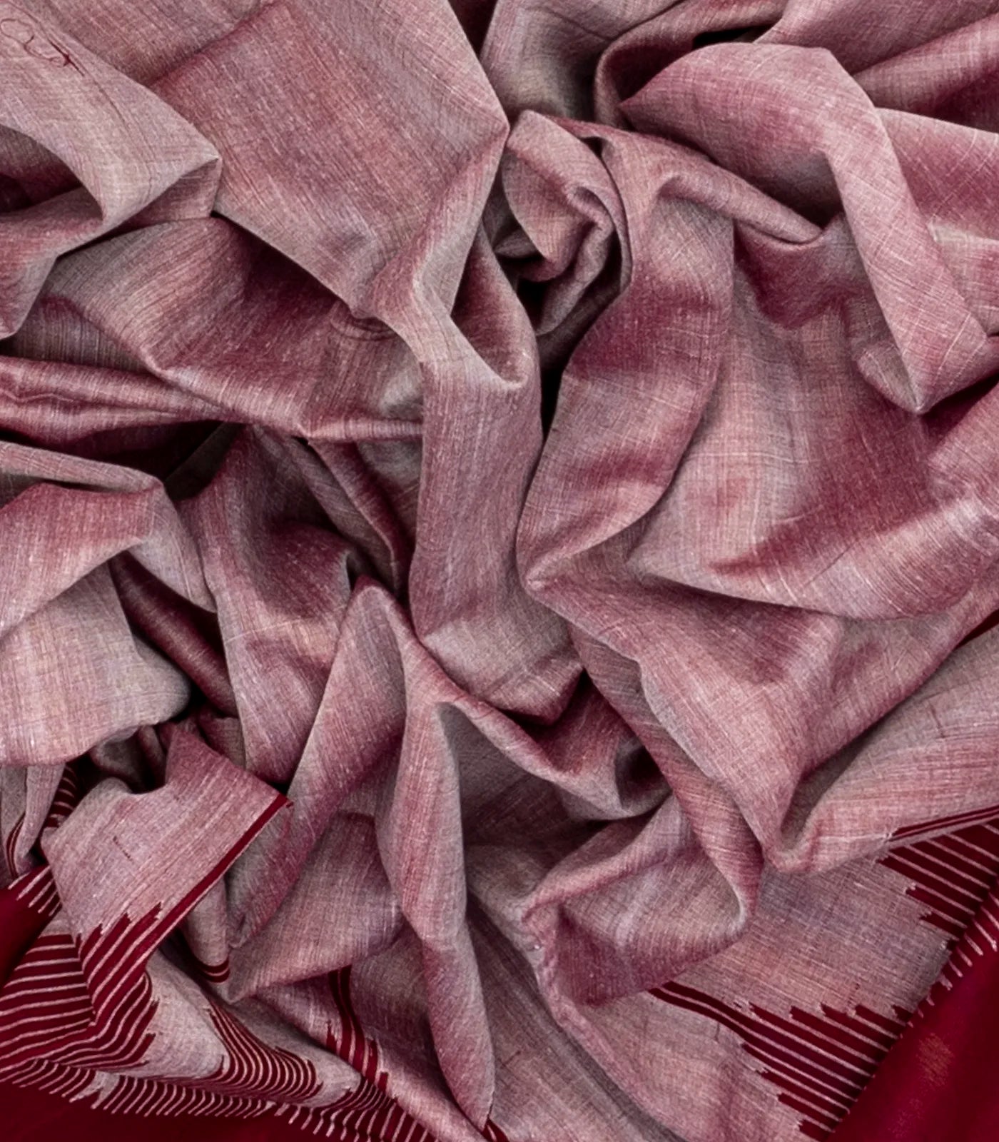 Chestnut Pink Orissa Plain Cotton Saree With Temple Border