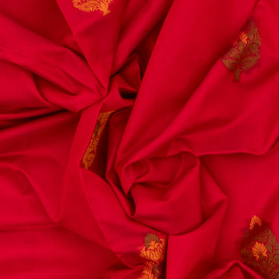 Hot Pink Handloom Kora Silk Cotton Saree With Mustard Pallu