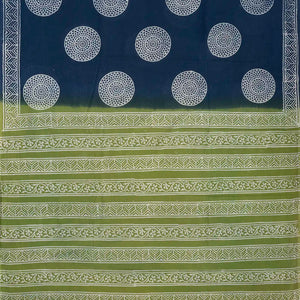 Navy Blue Woven Jaipur Cotton Saree Printed With Flower Motifs