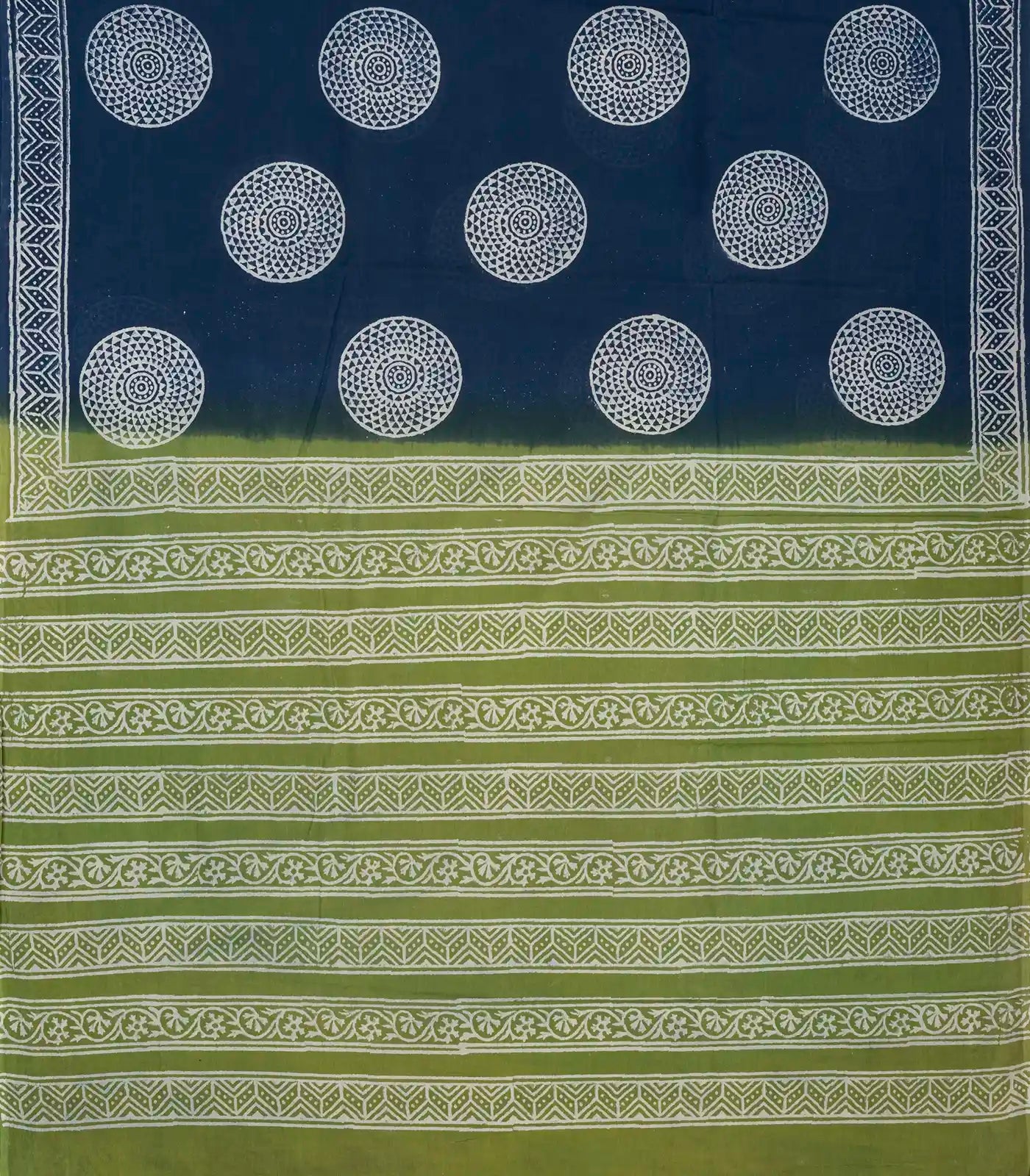 Navy Blue Woven Jaipur Cotton Saree Printed With Flower Motifs
