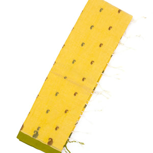 Yellow Bengal Cotton Saree With Mango Motifs