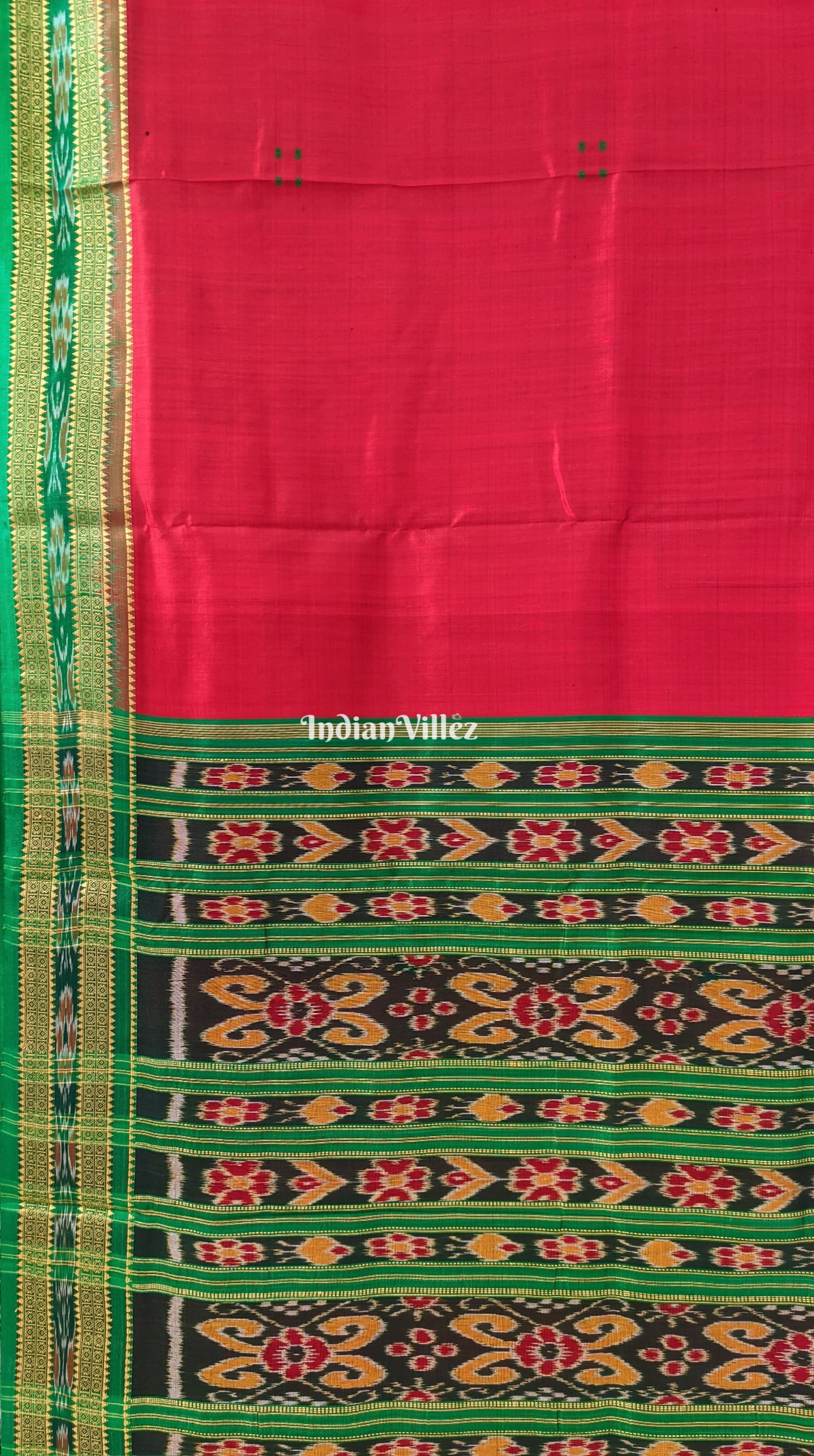 Red Green Odisha Ikat Khandua Silk Saree