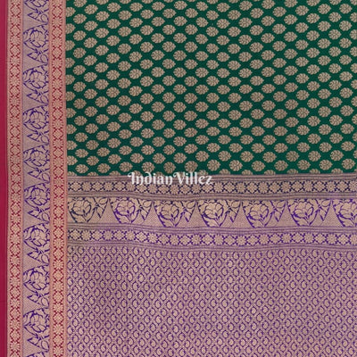 Blue Green Banarasi Handloom Silk Saree