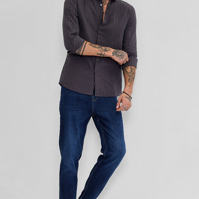 Grey Stripes Slim Fit Shirt