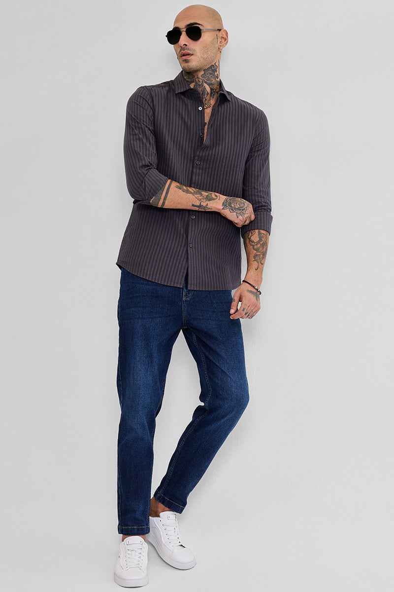 Grey Stripes Slim Fit Shirt