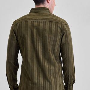 Olive Corduroy Slim Fit Shirt