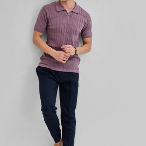 Mauve Knitted Polo T-Shirt