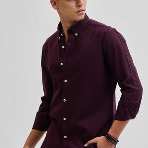 Burgundy Solid Twill Shirt