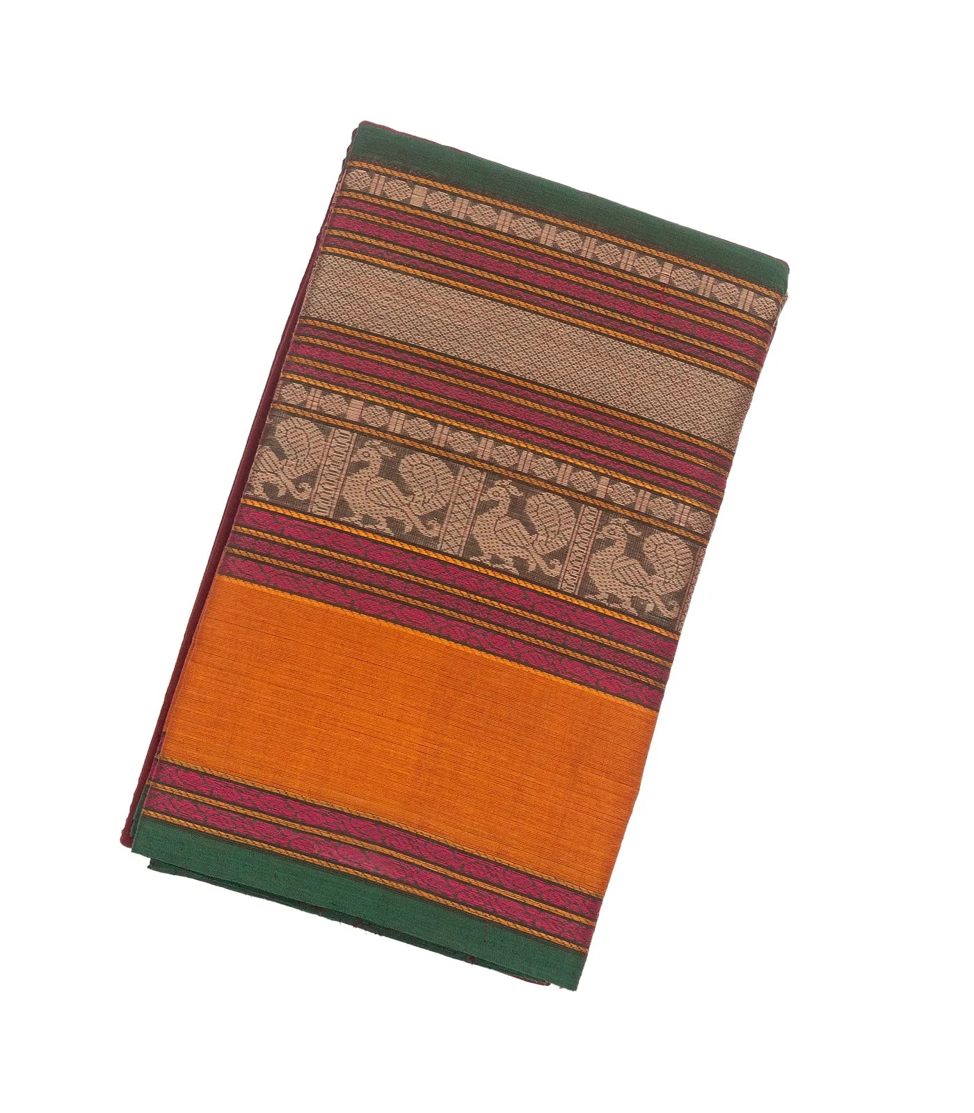 Crimson Handloom Kanchi Cotton Saree With Contrast Border