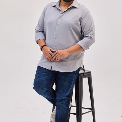 Grey Regular Fit Stretch Shirt