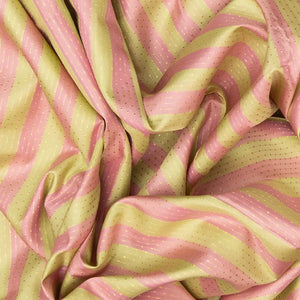Cream & Pink Handloom Kanchipuram Silk Saree With Stripes