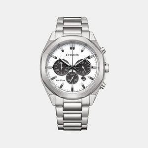 Eco-Drive Men Eco-Drive White Dial Chronograph Stainless Steel Watch CA4590-81A