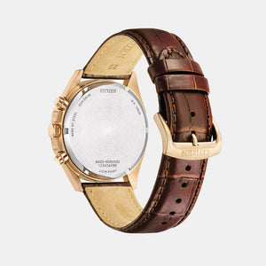 Eco-Drive Men Eco-Drive White Dial Chronograph Leather Watch CA4593-15A