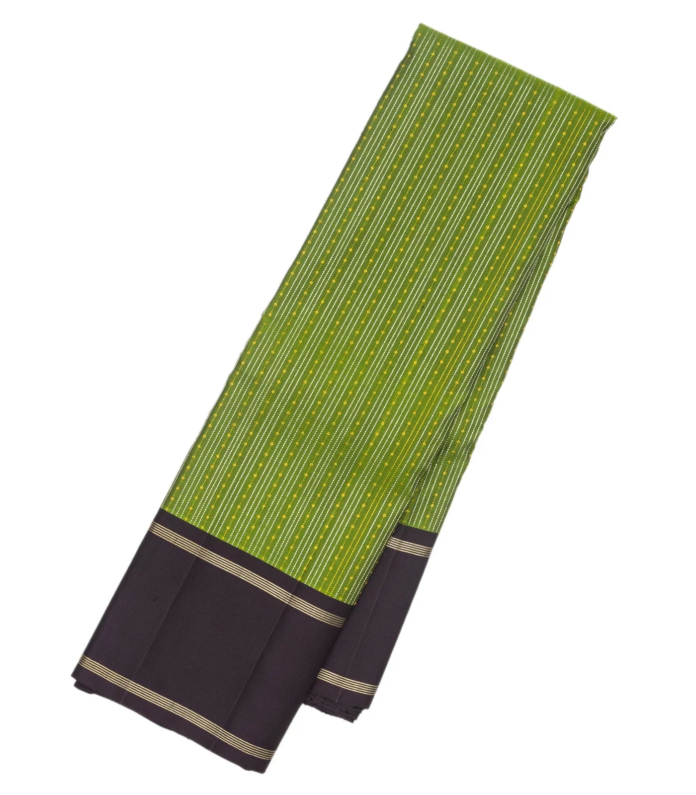 Green Handloom Kanchipuram Silk Saree With Zari Stripes