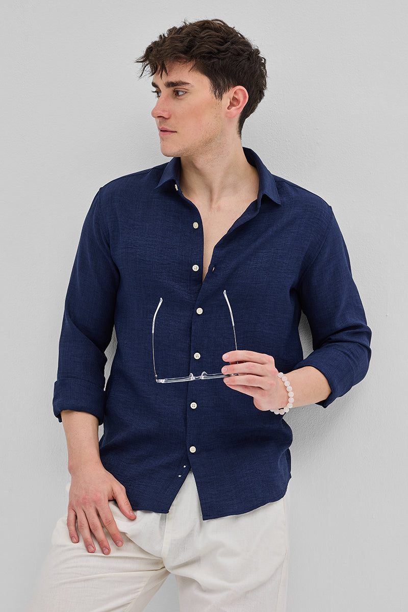 Navy Textured Shirt