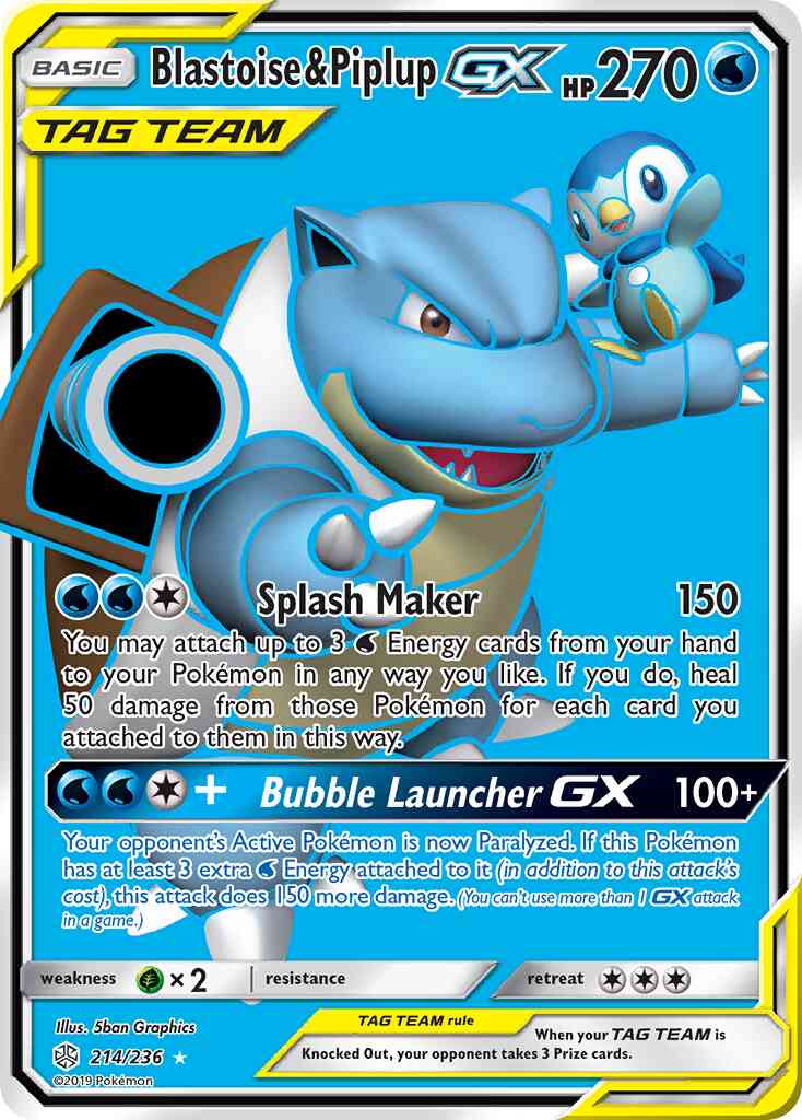 Blastoise & Piplup-GX - 214/236 - Rare Ultra [sm12-214] [Ultra]