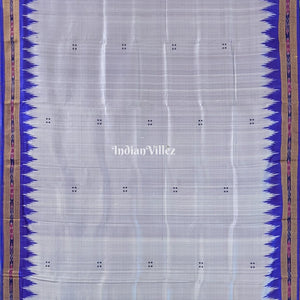 Steel Blue Butta design Odisha Ikat Khandua Silk Saree