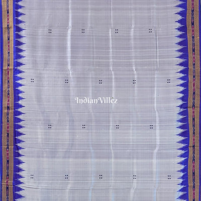 Steel Blue Butta design Odisha Ikat Khandua Silk Saree