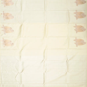 Cream Handloom Kanchipuram Silk Saree With Bird Motifs